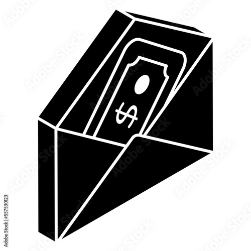 Conceptual flat design icon of money envelope 