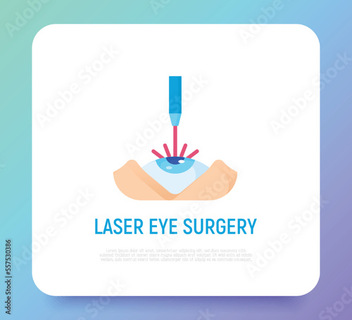 Laser eye surgery flat icon..Ophthalmology. Lasik vision correction. Vector illustration.