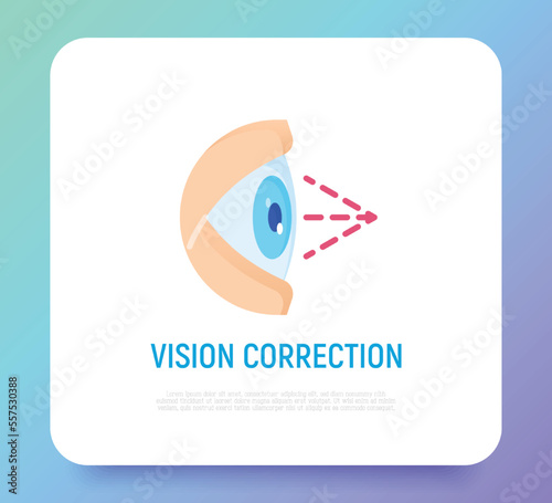 Laser eye surgery flat icon..Ophthalmology. Lasik vision correction. Vector illustration.