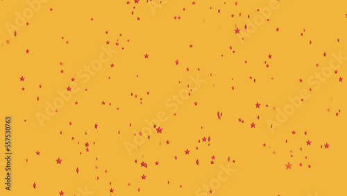 3D stars soar on yellow background. Festive background. Copy space for greet Mother Day, Father Day, Valentine's Day, Declaration of Love, Christmas. 3D render