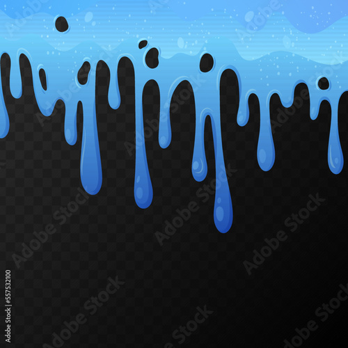 Flowing blue sticky liquid. Slime drips and flowing.
