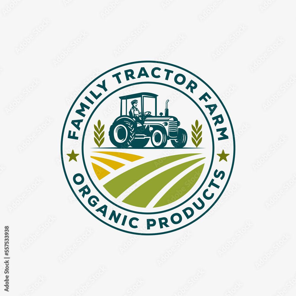 Obraz premium Tractor farm logo vector illustration