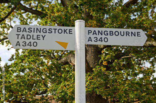 Aldermaston road sign on A340 between Basingstoke and Pangbourne