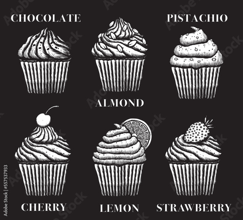 Vector illustration set of a cupcakes