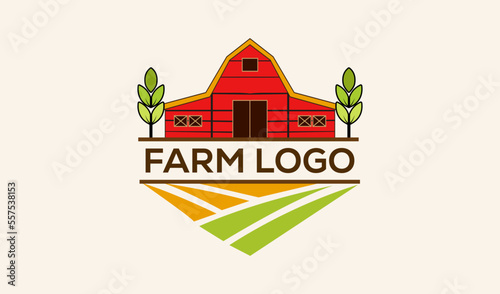 farm logo with house vector illustration
