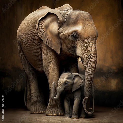 Elephan mother of the Asian elephant. Generative AI