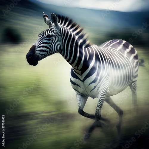 Zebra at the Prigen Safari Park  East Java  Indonesia. Image may contain blur due to photographed handheld. Generative AI