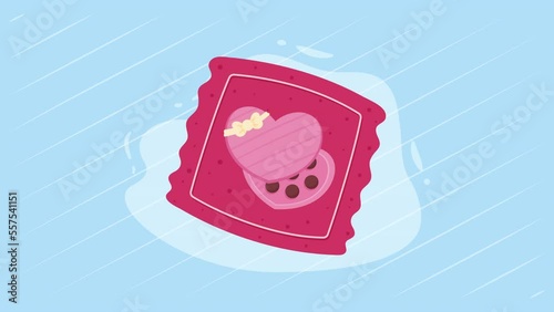 heart love with sweet chocolates animation