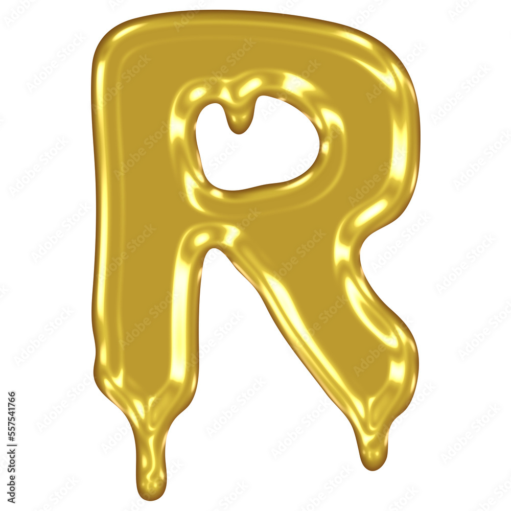 Fototapeta premium Gold Melted Effect Alphabet.