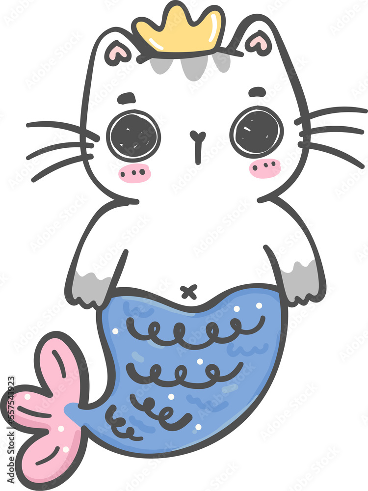 cute colourful cat mermaid character cartoon doodle drawing cute colourful cat mermaid character cartoon doodle drawing