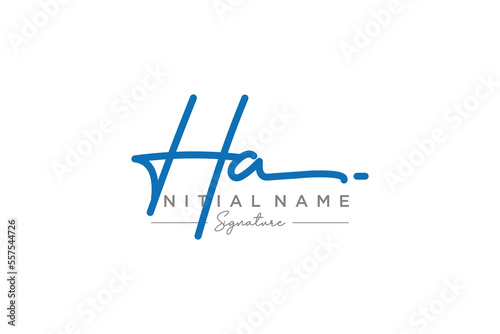 Initial HA signature logo template vector. Hand drawn Calligraphy lettering Vector illustration. photo