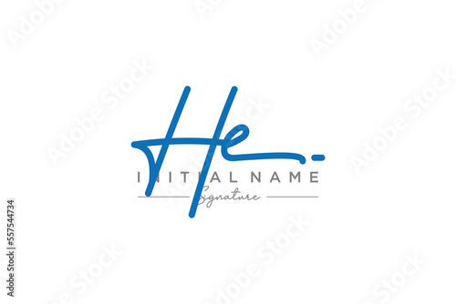 Initial HE signature logo template vector. Hand drawn Calligraphy lettering Vector illustration.