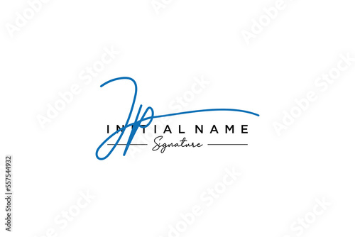 Initial JP signature logo template vector. Hand drawn Calligraphy lettering Vector illustration.