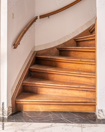 close up of old and worn wooden stairs 