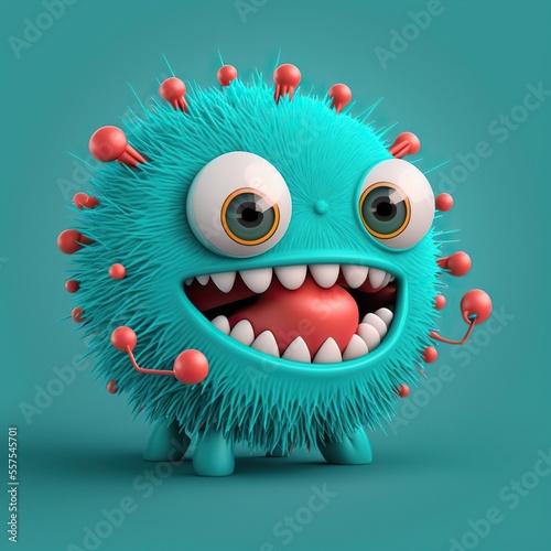 Virus cute smiling monster, created with Generative AI technology