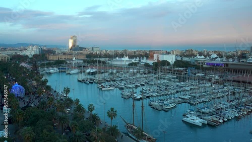 Aerial view of Barcelona Port vell marina photo