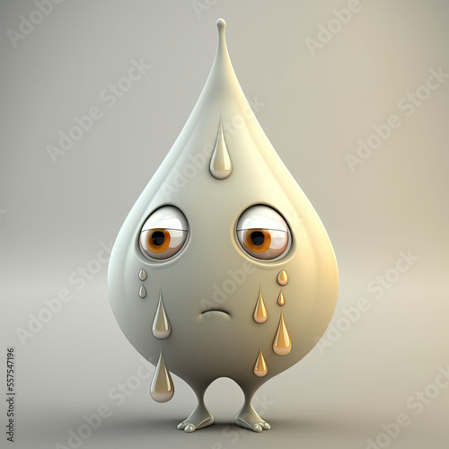 3D drop of water crying