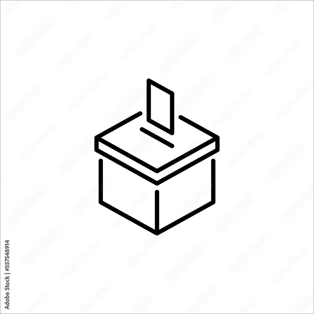 Hand voting ballot box icon, Election Vote concept, Simple line design for web site, logo, app, UI, Vector illustration on white background Hand voting ballot box icon, Election Vote concept, Simple line design for web site, logo, app, UI, Vector illustration on white background