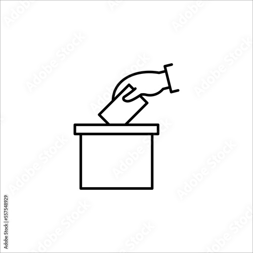 Hand voting ballot box icon, Election Vote concept, Simple line design for web site, logo, app, UI, Vector illustration on white background