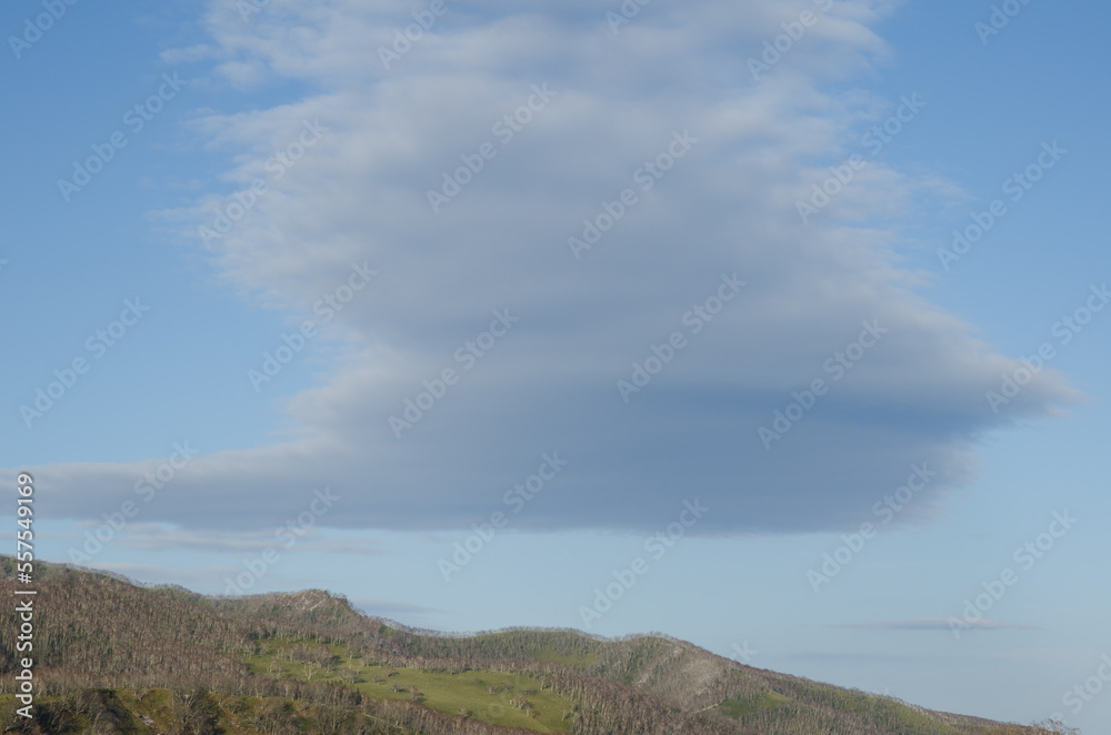 Lenticular cloud over Shiretoko National Park. Shiretoko Peninsula. Hokkaido. Japan.