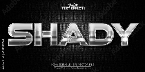 Silver text effect, editable shiny metallic color text style on black canvas background