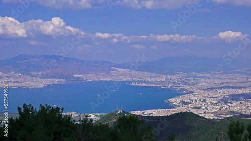 izmir bay and general city drone view photo
