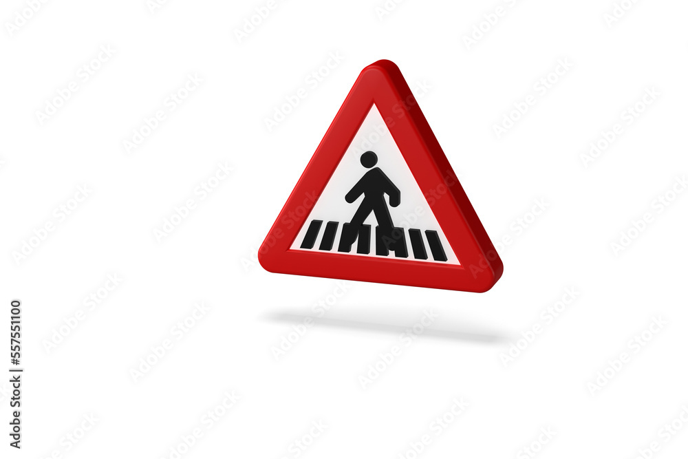 traffic sign, 3d render. Pedestrian crossing danger. highway traffic code traffic sign, 3d render. Pedestrian crossing danger. highway traffic code