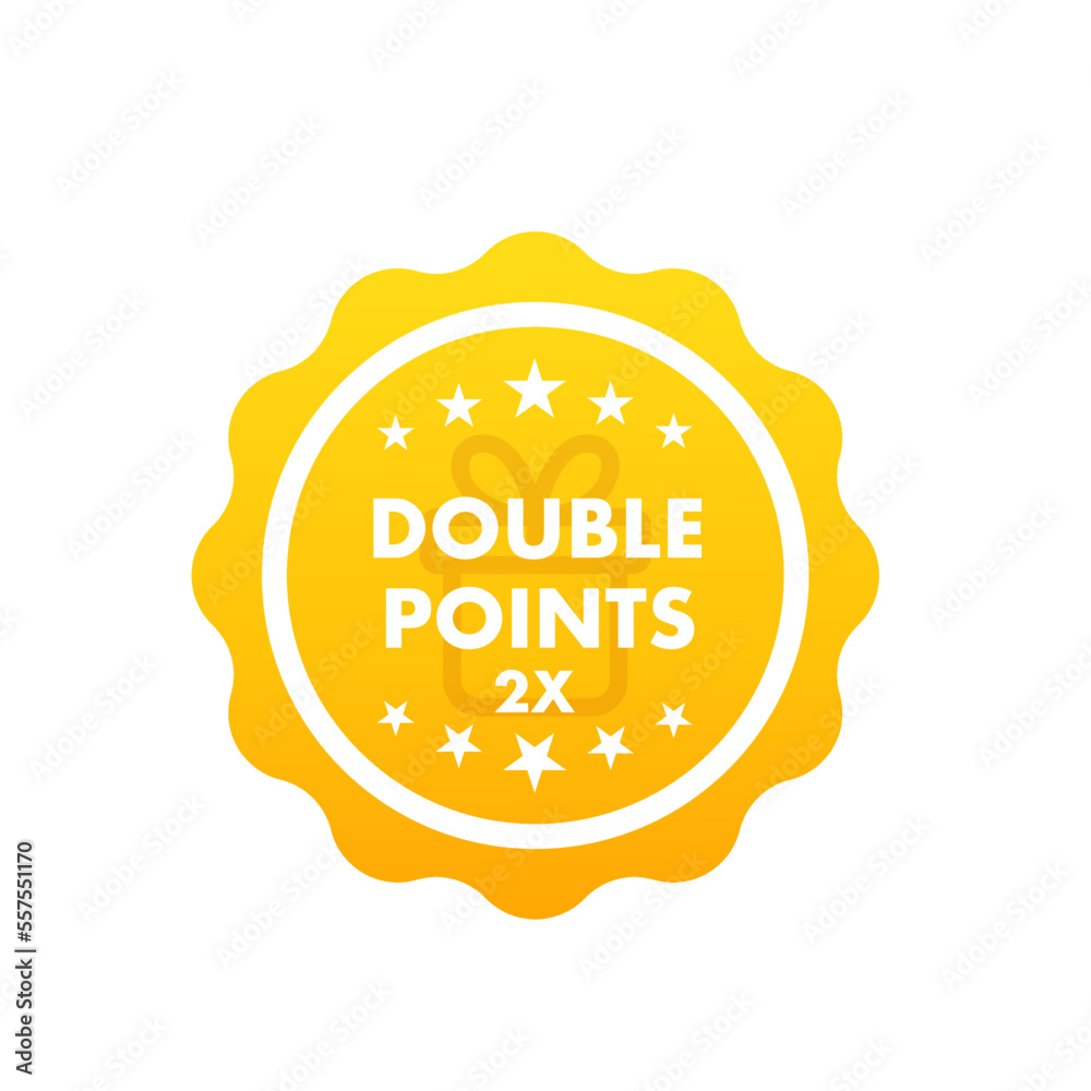 Double points label icon. X2 point symbol. For promotion design. Business marketing concept. Vector illustration Double points label icon. X2 point symbol. For promotion design. Business marketing concept. Vector illustration