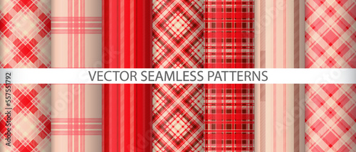 Set check seamless vector. Tartan textile texture. Fabric background pattern plaid.