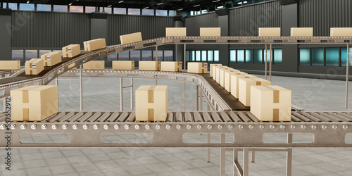 Warehouse conveyor. Cardboa...