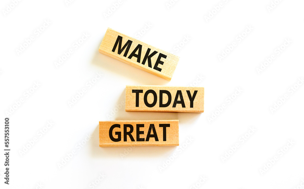 Motivation and Make today great symbol. Concept words Make today great on wooden blocks on a beautiful white table white background. Business and make today great concept. Copy space. Motivation and Make today great symbol. Concept words Make today great on wooden blocks on a beautiful white table white background. Business and make today great concept. Copy space.