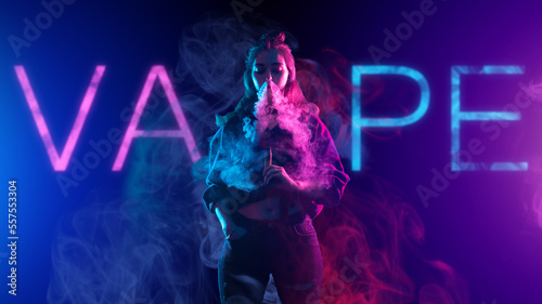 Woman with electronic cigar...