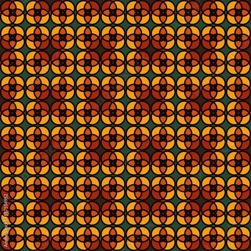 Seamless vector pattern. Line floral pattern seamless background. Square Textile swatch Modern lux Fabric design. Vector illustration Abstract Geometric texture Brown Orange Yellow Red