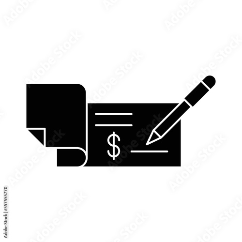 Bank Check Icon. Checkbook and pen icon. Bank cheque book vector. isolated on white background