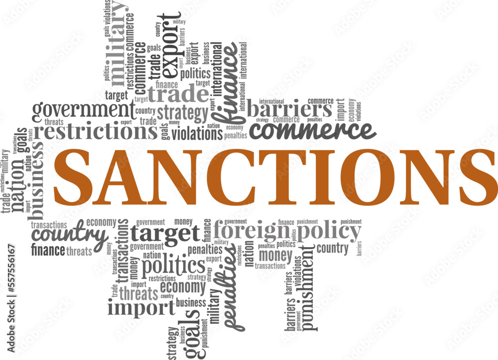 Fototapeta premium Sanctions word cloud conceptual design isolated on white background.