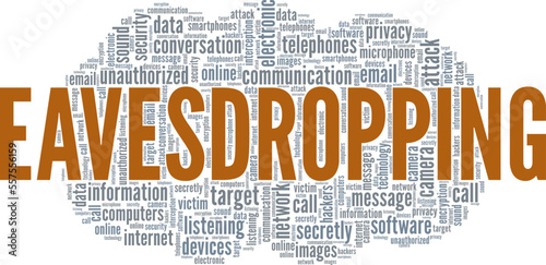 Eavesdropping word cloud conceptual design isolated on white background.