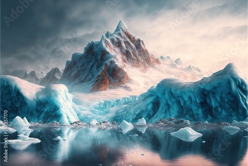 mountains on ice Ai generative