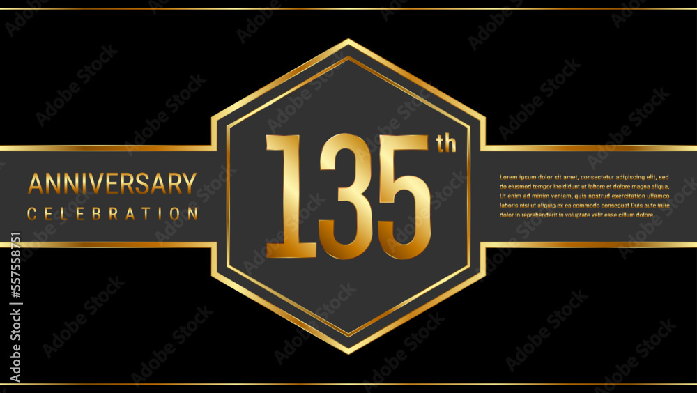 135 year anniversary template design with golden text. Vector Template Illustration 135 year anniversary template design with golden text. Vector Template Illustration