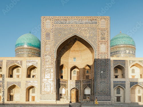 Sights of ancient cities of Uzbekistan. Clear, sunny day. No people. Vacation and travel concept