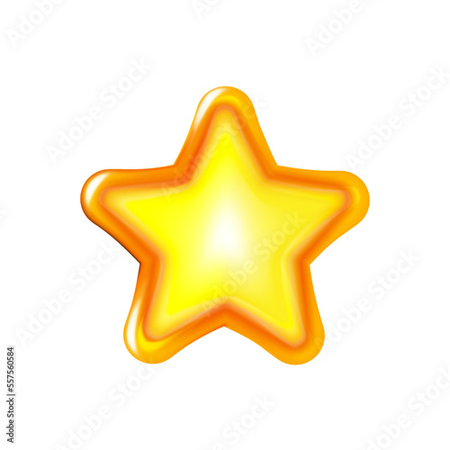 Caramel gold Star  glossy icon. Cartoon style object isolated. Cute design for ui  app  interface  game development. Vector