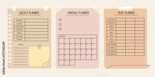 Budget planner template. Weekly, monthly, yearly stationery organizer. Table schedule grid in hand drawn cute style. Horizontal monthly diary with 12 month. Simple doodle illustration.