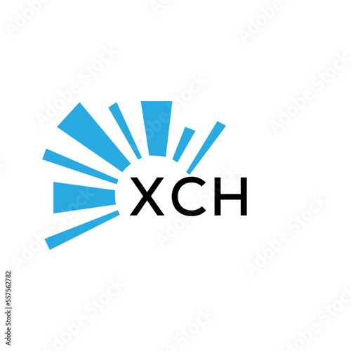 XCH letter logo. XCH blue image on white background and black letter. XCH technology  Monogram logo design for entrepreneur and business. XCH best icon.
 photo