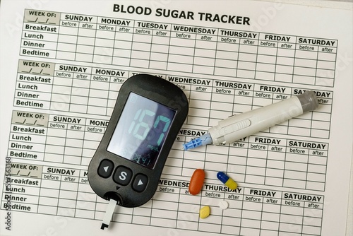 Blood sugar meter, monitoring and tracking of the disease by annotation on the blood sugar tracker. High glucose levels
