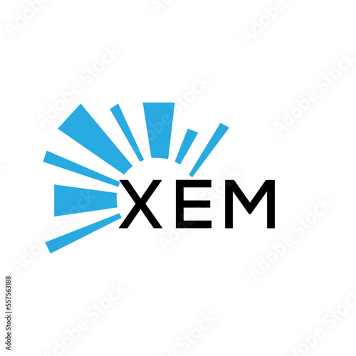 XEM letter logo. XEM blue image on white background and black letter. XEM technology  Monogram logo design for entrepreneur and business. XEM best icon.
 photo