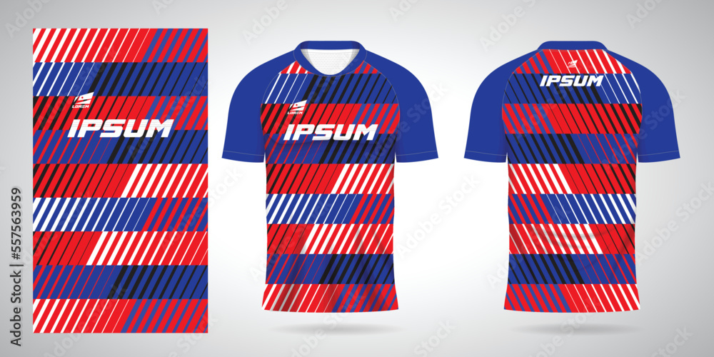 blue red black white shirt sports jersey template for team uniforms and Soccer blue red black white shirt sports jersey template for team uniforms and Soccer