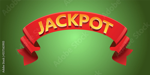 jackpot popup banner, casino jackpot level result screen. Vintage Cartoon red banner with golden letters photo
