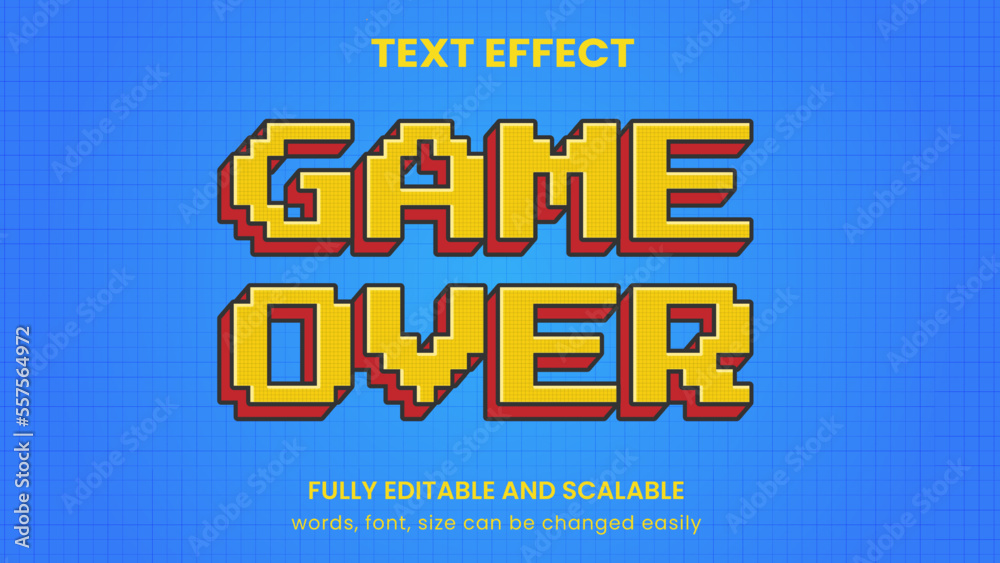 pixel game graphic style editable text effect