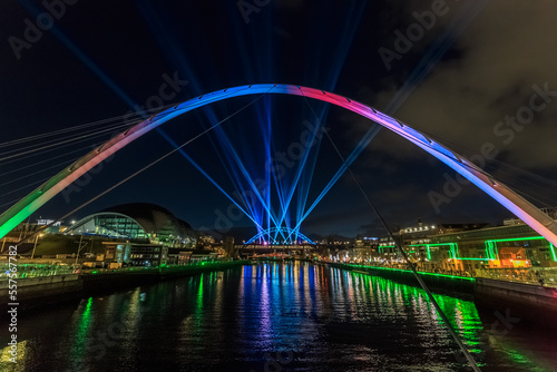 New Year's Eve laser show on Newcastle quayside