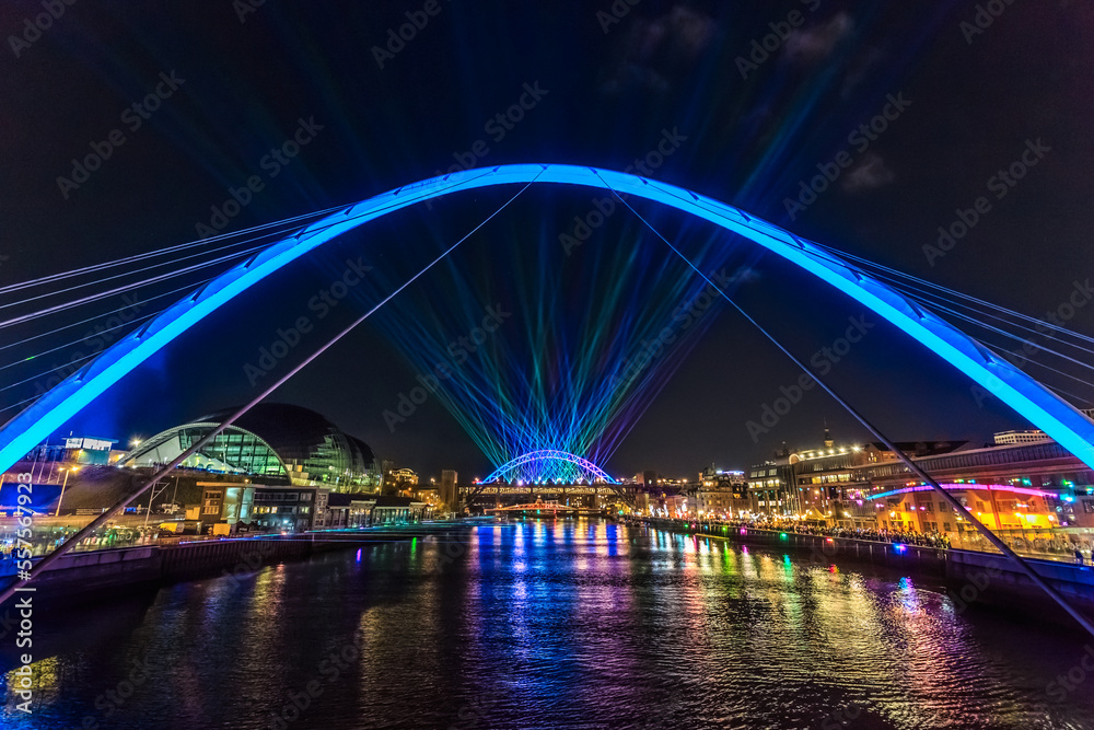 New Year's Eve laser show on Newcastle quayside