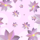 Vector pattern with flowers on isolated background.